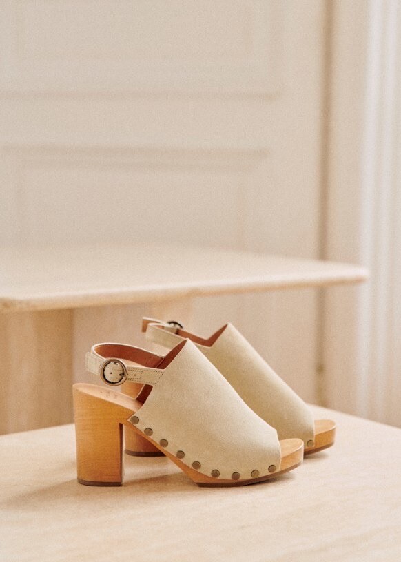 SEZANE DAKOTA HIGH CLOGS STONE SIZE 37 US