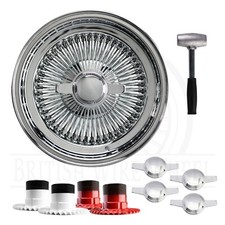 15x7 Std 100 Spoke Straight Lace Lowrider Wire Wheels Zenith Ko Caps Set Of 4