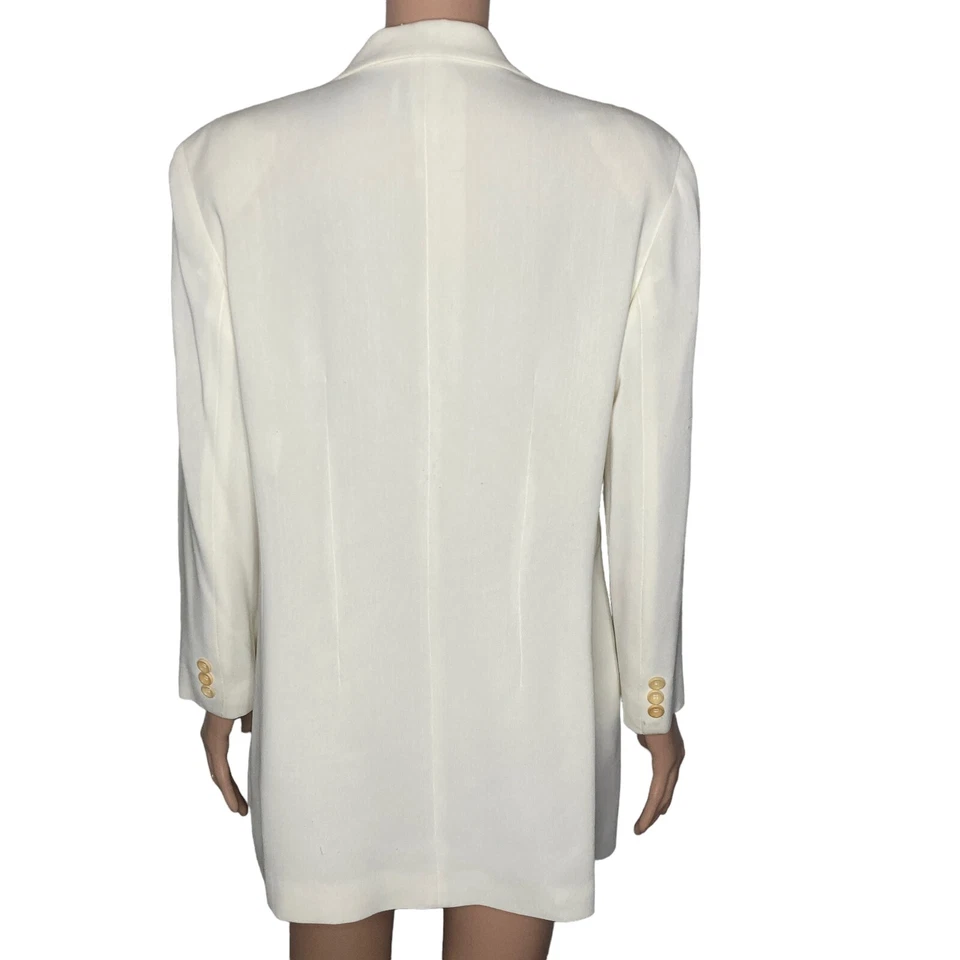 Blazer Emanuel Ungaro Mujer Talla 8 42 Marfil 3 Botones Sencillo Pecho Foto 2 de 4