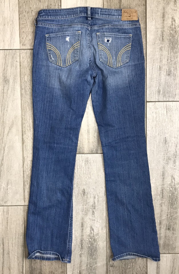 Hollister Womens Boot Cut Jeans Size 5R W27 L31 Blue Distressed Ripped