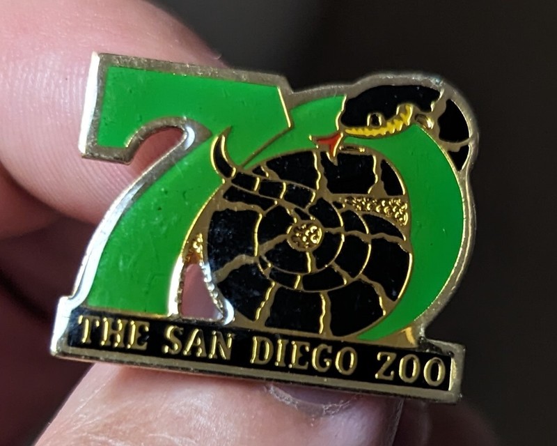 SAN DIEGO ZOO: SNAKE LAPEL TRAVEL PIN 70th Anniversary vintage