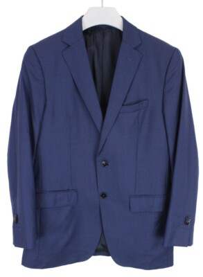 Massimo Dutti 2040 Men'S Single-Breasted Wool Blazer EU 46 Blue Lined