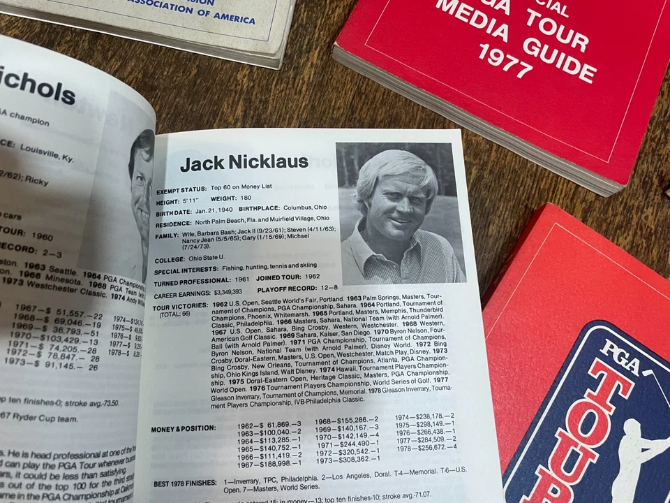 PGA Tour Media Guide Lot of 5 1973 1977 1978 1979 1980 Jack Nicklaus - Image 2 of 3