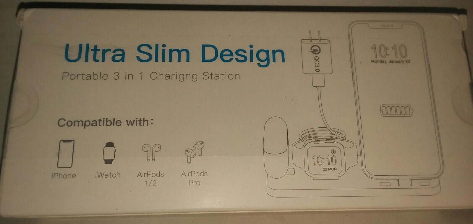 Charging Station iPhone, Iwatch Ultra Slim Design Portable 3 in 1-image