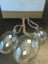 NEW Pottery Barn Clear Glass Hanging Eggs Vase Filler Spring Ornament S/3 EASTER