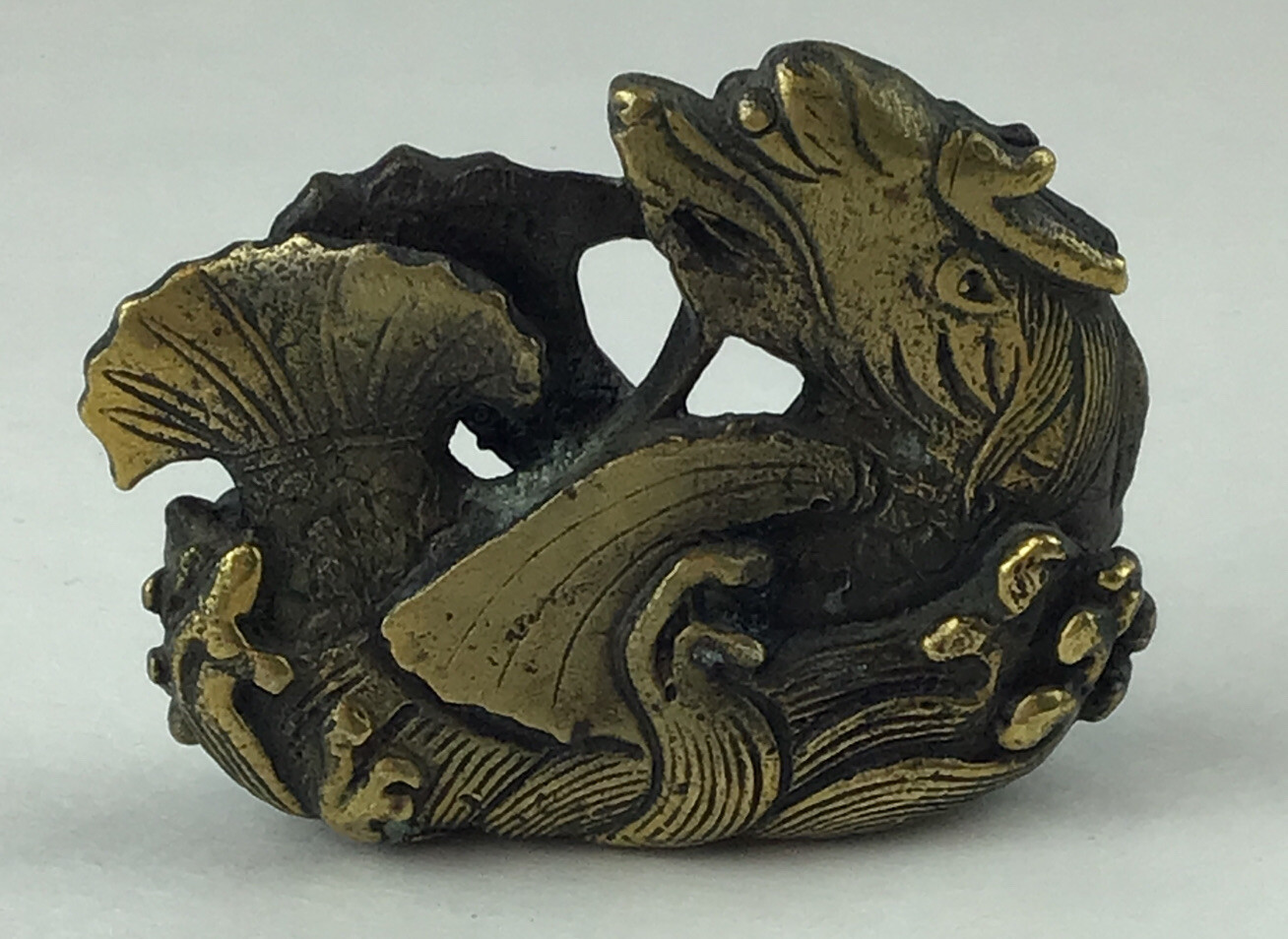 Vintage Brass Dragon Fish Paperweight Nautical Decor