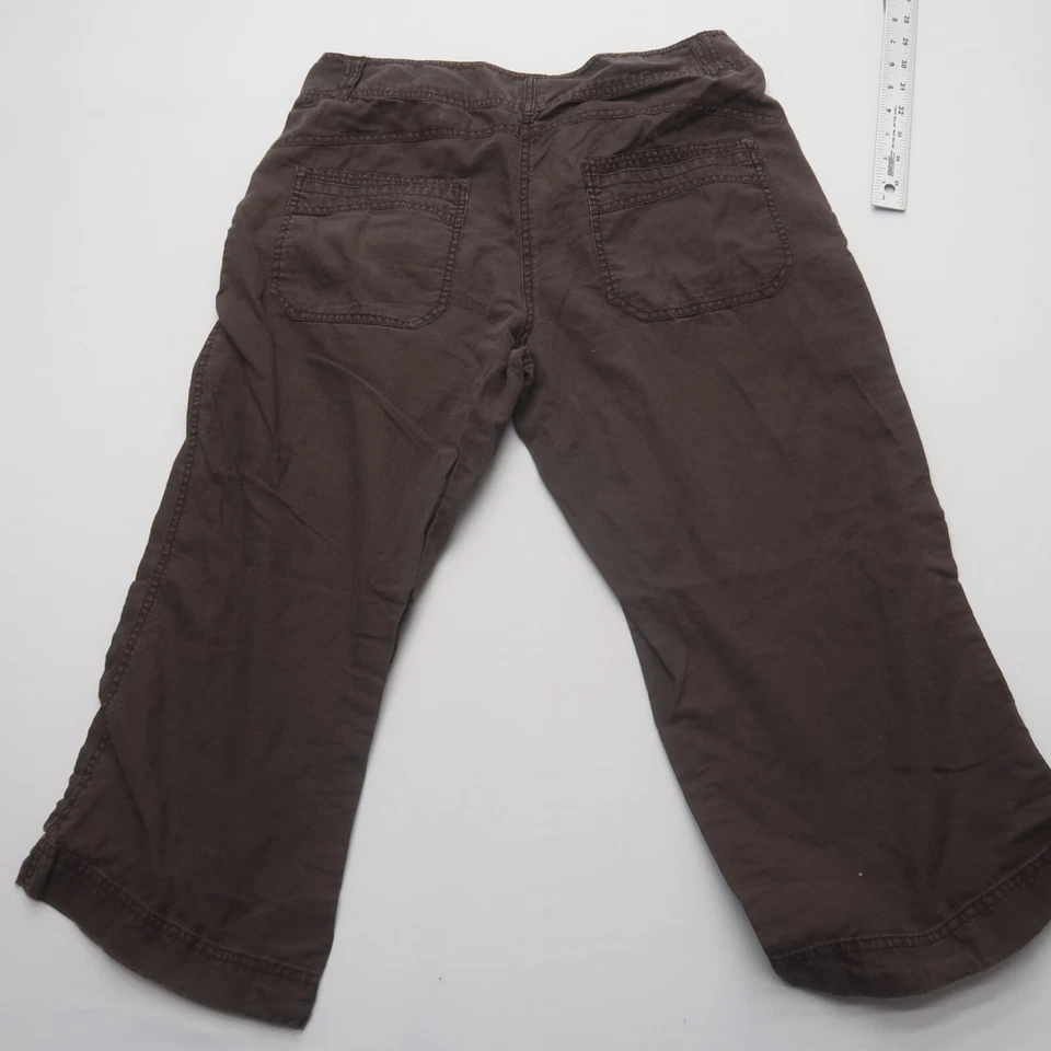 Pantalones capri informales de tiro medio H&M para mujer de mezcla de lino talla 12 marrón pierna recta Foto 2 de 4