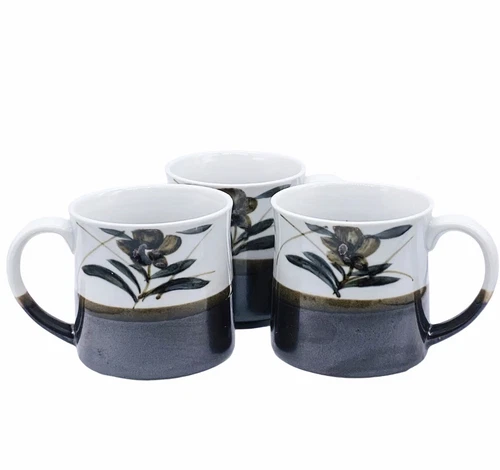 Vintage Japanese Otagiri Iridescent Luster Stoneware Coffee Mugs 3.5”H Set of 3