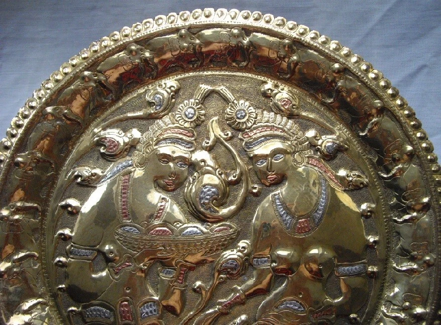 CAIROWARE SILVER COPPER BRASS PLATE TRAY ASIA INDIA SRI LANKA INDONESIA NEPAL - Image 4 of 4