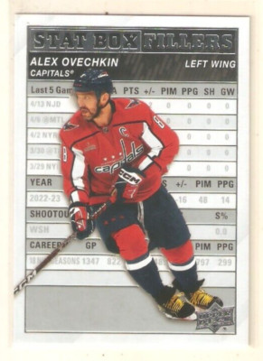 Alex Ovechkin 2023-24 Upper Deck Series 1 Stat Box Fillers Insert #9 Capitals