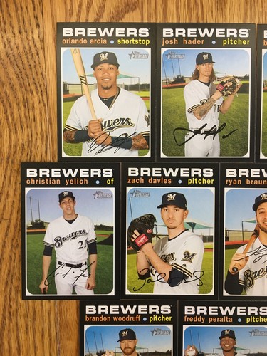 2020 Topps Heritage MILWAUKEE BREWERS TEAM SET - CHRISTIAN YELICH JOSH HADER ETC - Picture 2 of 4