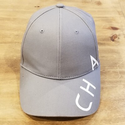 Chabrand Hat Cap Strap Back Gray White Spell Out Big Logo One Size