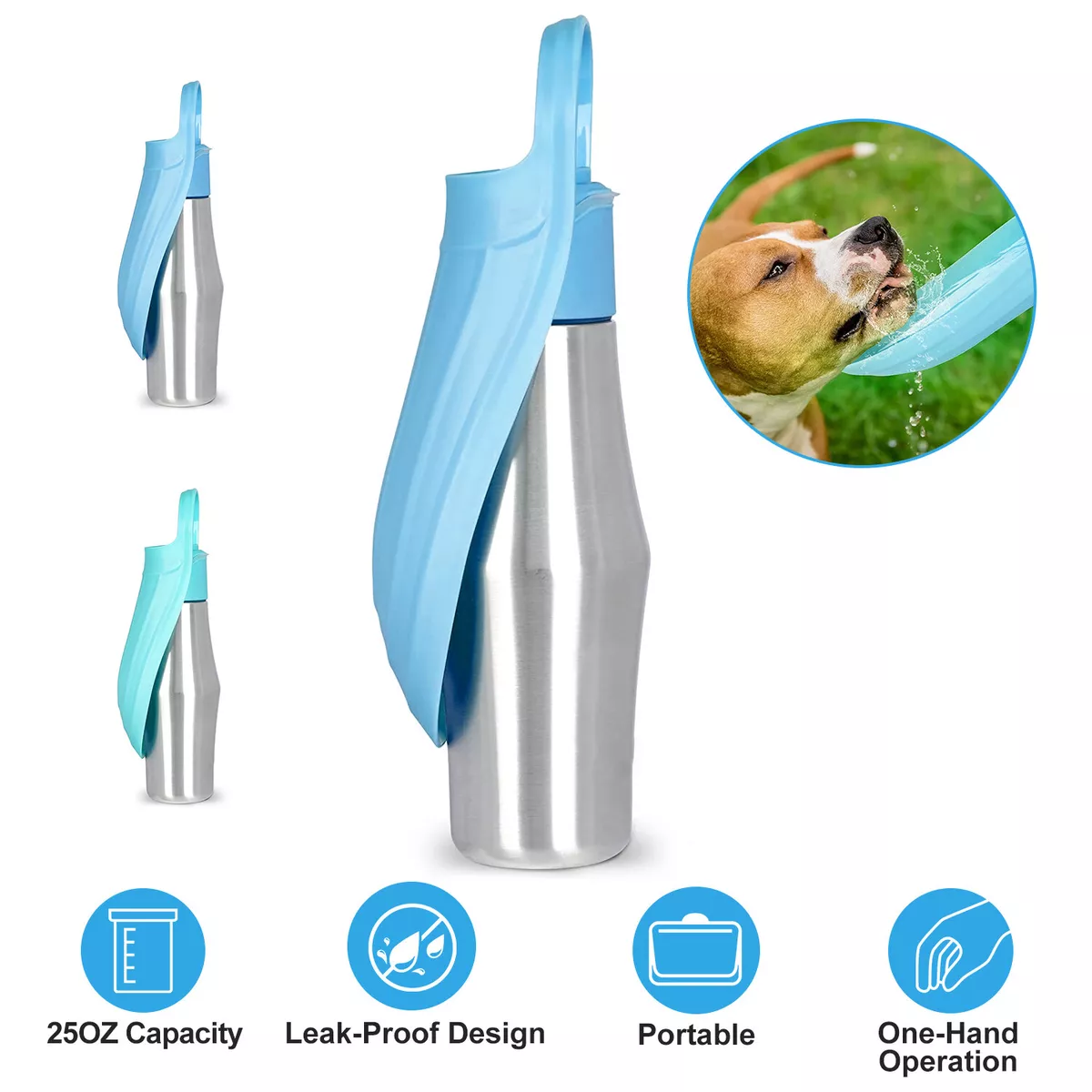 25OZ Dog Water Bottle Portable Stainless Steel Leak Proof Dog