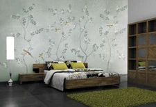 3D Elegant Tree Floral Bird Self-adhesive Removeable Wallpaper Wall Mural