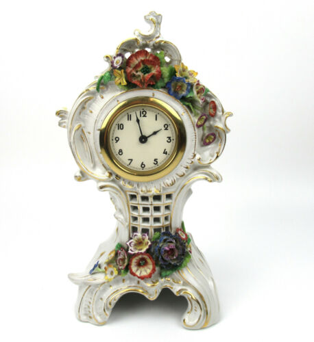 ESTILO JUVENIL de madera de esquisiz porcelana reloj de mesa reloj de chimenea Punk Plaue 1907-1927 ANTIGUO - Imagen 1 de 8