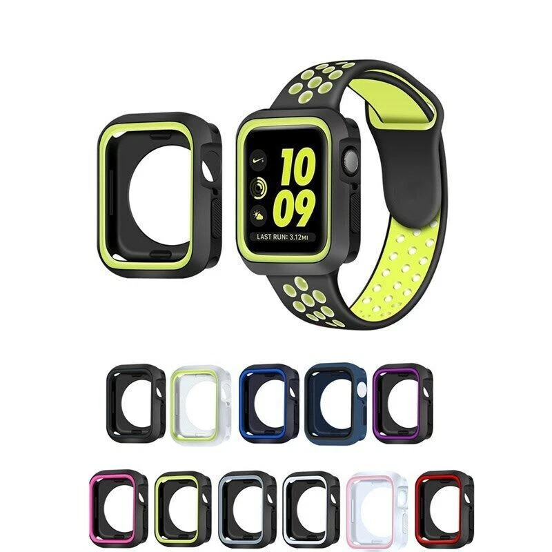 Silicone Watch Strap Band + Case Cover For Apple Watch iWatch 7 6 SE 5 4 3 Sport - Image 3 of 4