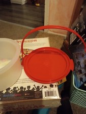 Vintage Tupperware Toys Cupcake / Cake Holder Carrier 3 Piece Red w/ Lid 1499