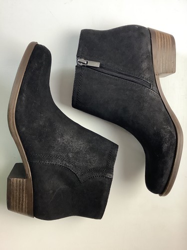 Lucky Brand BALEXA Black Suede Leather Ankle Boot Low Heel Western 8 - Picture 4 of 6