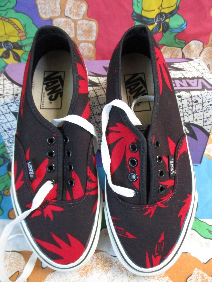 VTG 90s Dead Stock VANS Lace Deck Red Leaf On Black Shoes VTG 90s Dead Stock VANS Lace Deck Red Leaf On Black Shoes