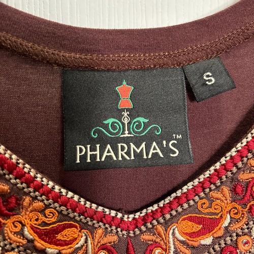 Pharma’s Womens Small Indian Pakistani Embroideried Dress Orange Browns - 第 2/10 張圖片