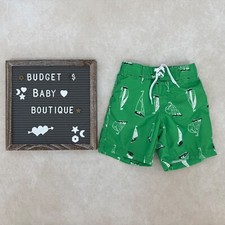 JANIE AND JACK Sunlight Splash Green Sailboat Swim Trunks Size 18-24 Months