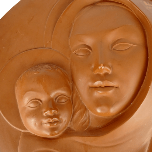 Madonna mit Kind, Terrakotta Wandbild, Gmundner Keramik,Gmunden Austria, ~1950 - Bild 2 von 5