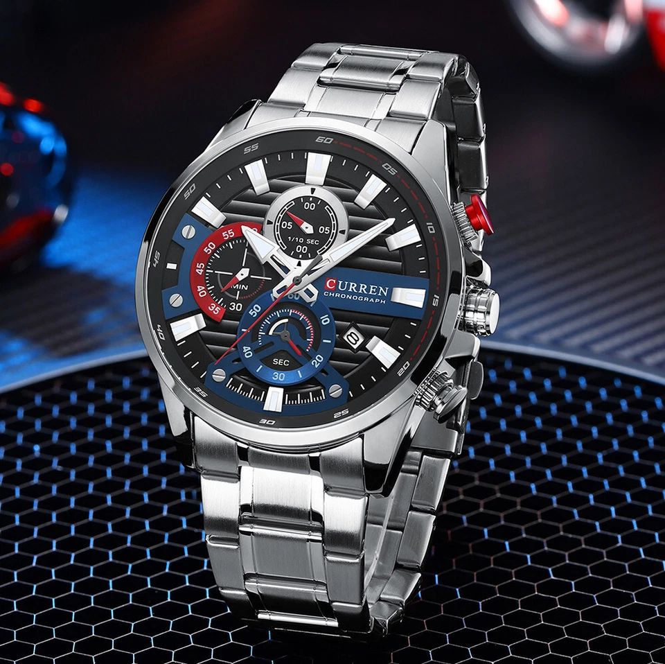CURREN Hombres Relojes Cronógrafo Reloj Pulsera Puntero Luminoso Reloj Deportivo Negocios Foto 4 de 4