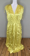 Anthropologie NWT $168 women’s sleeveless Viscose MIDI dress size L yellow J8