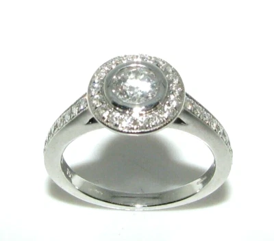 Damen 18ct Weiss Gold & Diamant Verlobungsring UK Größe L - Bild 1 von 4