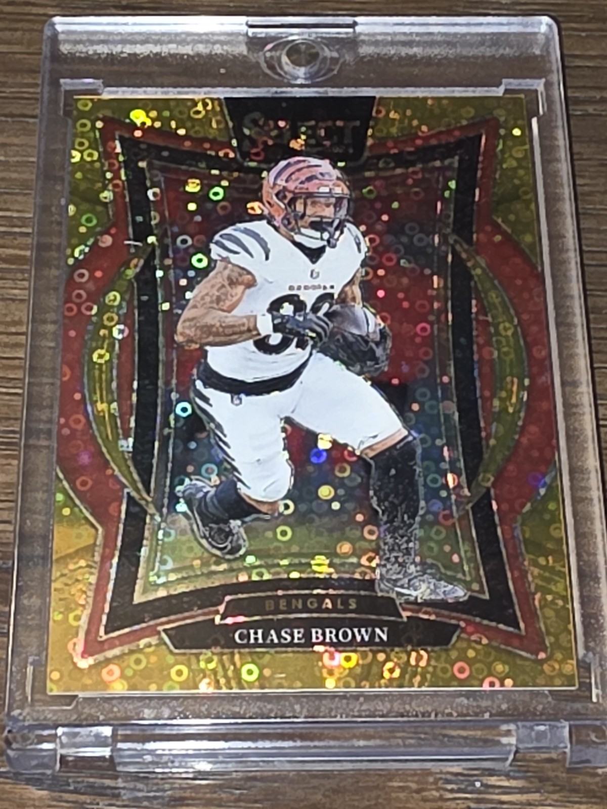 2024 Panini Select Chase Brown Gold Disco Prizm #d /10 Concourse #18 Bengals 