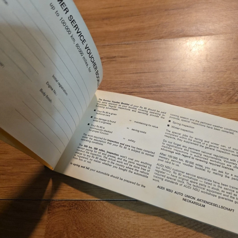 Folleto de servicio al cliente NSU Ro 80 1970 Foto 4 de 4