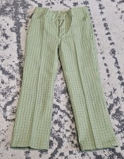 Vintage 1970s Kids Green Plaid Pants MANN Size 7