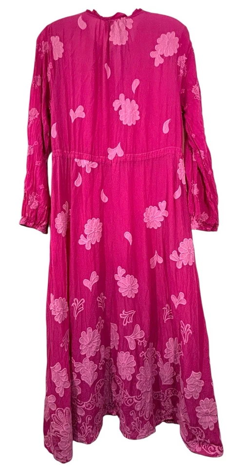 JOHNNY WAS DAISY LEONNA DRESS SMALL PINK MAXI EMBROIDERED FLORAL BOHO long - Image 2 of 4