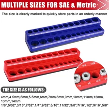 2-Piece Magnetic Socket Holder - 1/4 Inch Drive Metric SAE Socket Trays Tool ...