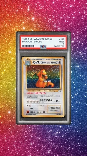 [SWIRL] 1997 Pokémon Dragonite Holo Japanese FOSSIL PSA 9 MINT