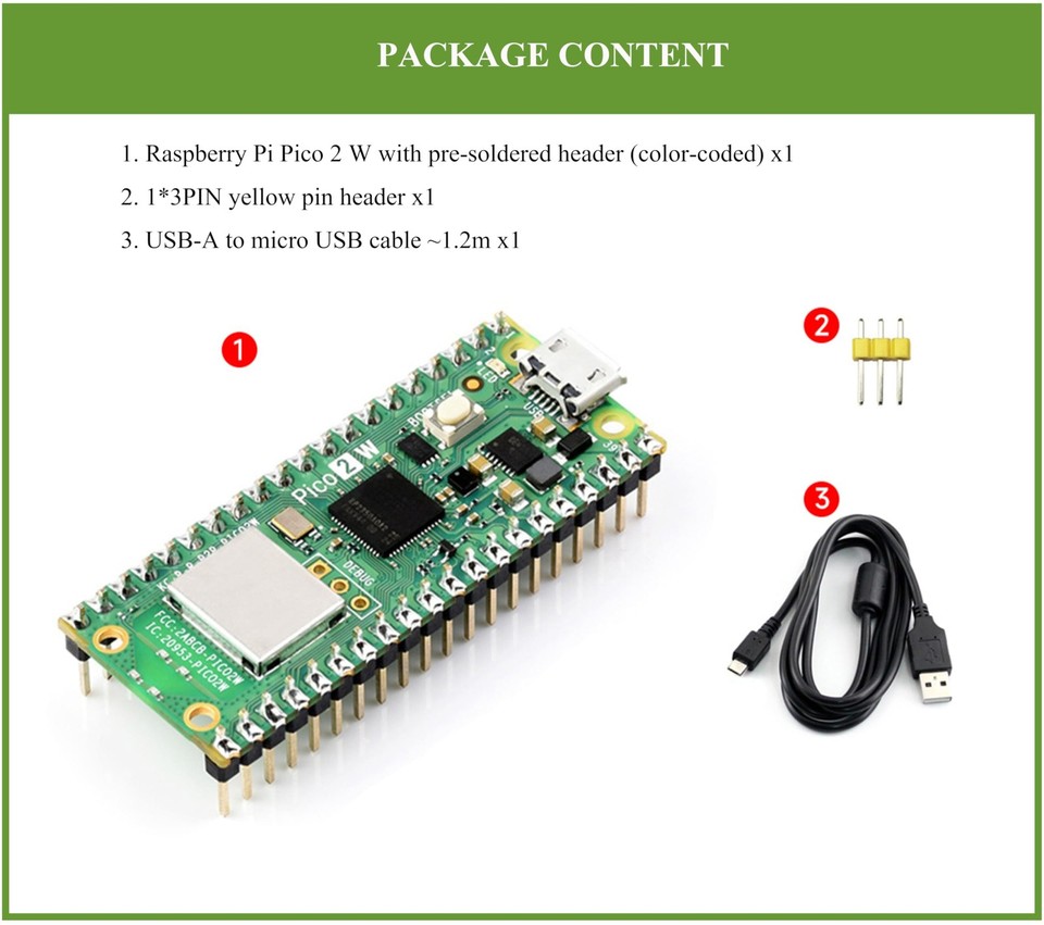 Try Colour Header Pico 2 W with Color Pre-Soldered Header Compatible with Raspberry Pi ...