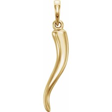 Italian Horn Pendant 14k Yellow Gold