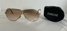 Vintage Porsche Gold Aviator Sunglasses With Storage Case