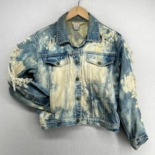 CALVIN KLEIN Jacket Men S Denim Trucker Distressed Acid Wash Cotton Blue USA VTG