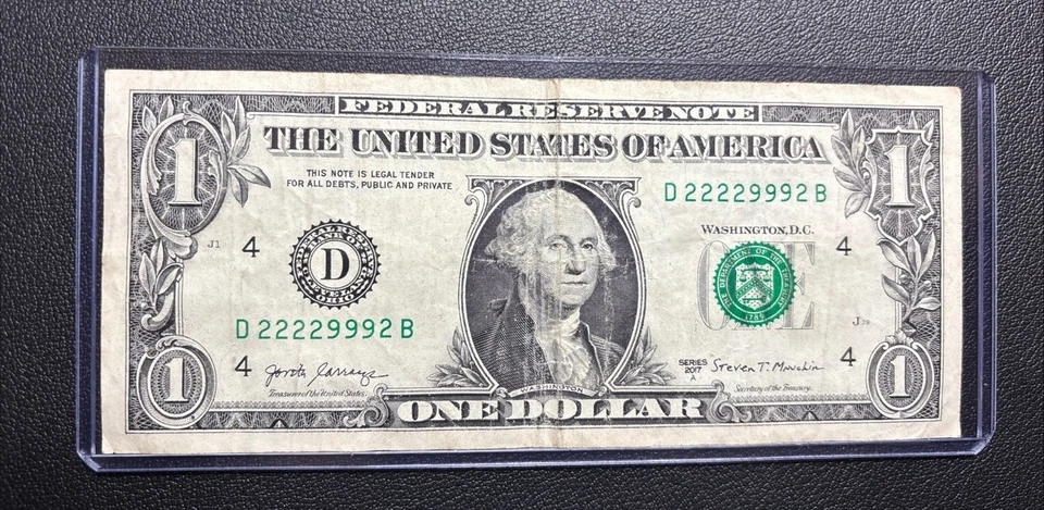 2017A $ 1 Dollar Bill 💸 #22229992 Binary Note ( 5 of a kind and A Triple) - Image 2 of 4
