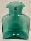 Blenko Vintage Sea Green Aqua Glass Water Bottle Vase 384 With Sticker