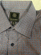 F/X Fusion Gray And Orange Button Down Short Sleeve Shirt Size 3 XL