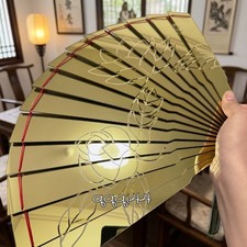 Demon Slayer Douma Folding Fan Carved Lotus Cosplay Golden Acrylic Fan Prop Gift