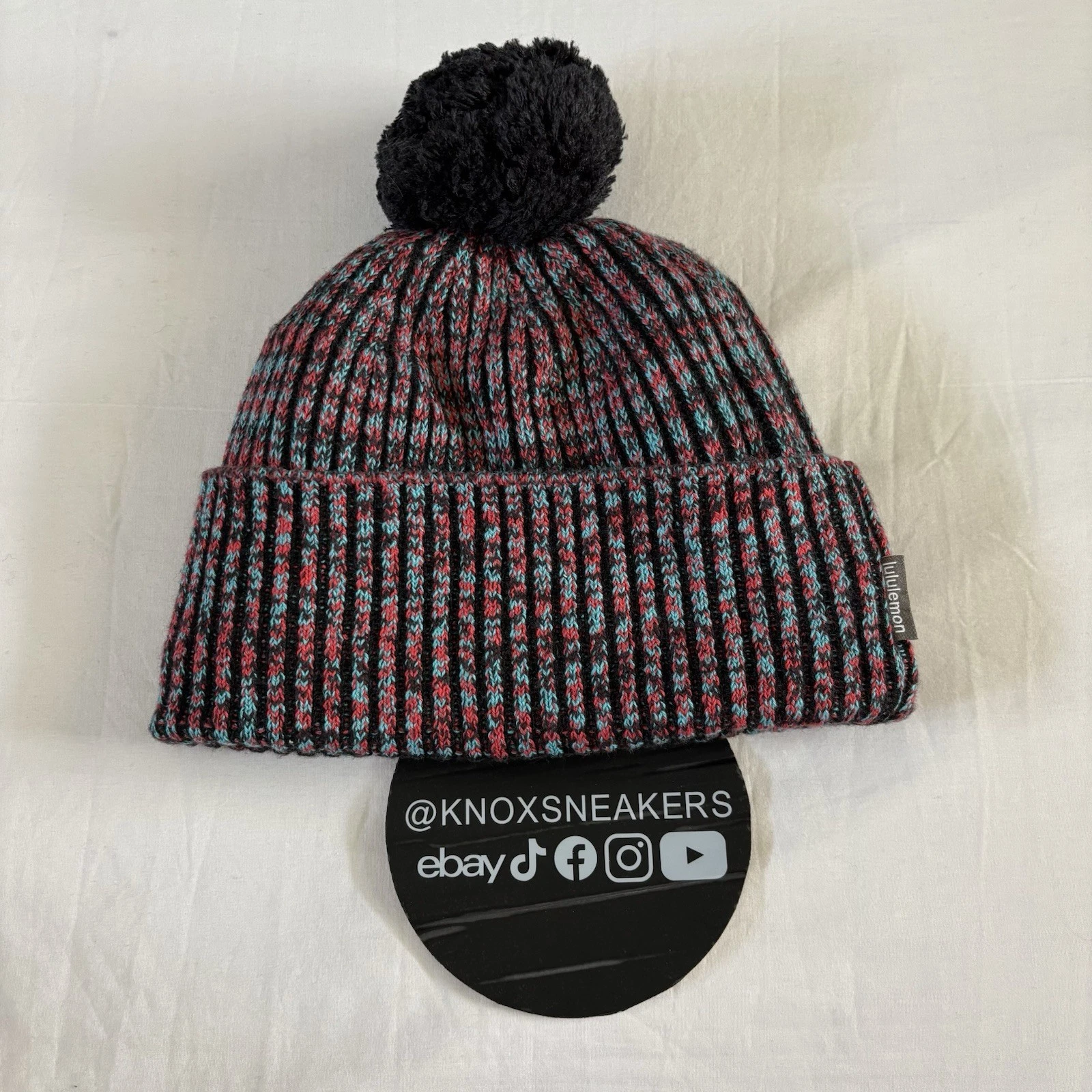 Lululemon Textured Fleece-Lined Knit Beanie CR8T/DKHG Black Pink Adult One Size