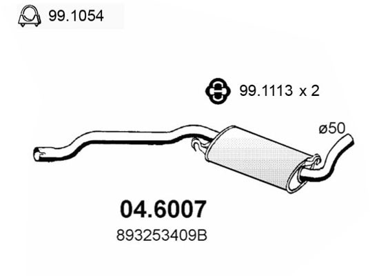 Asso MittelschalldäMpfer FüR Audi 80 B3 Coupe B4 Cabriolet 90-image