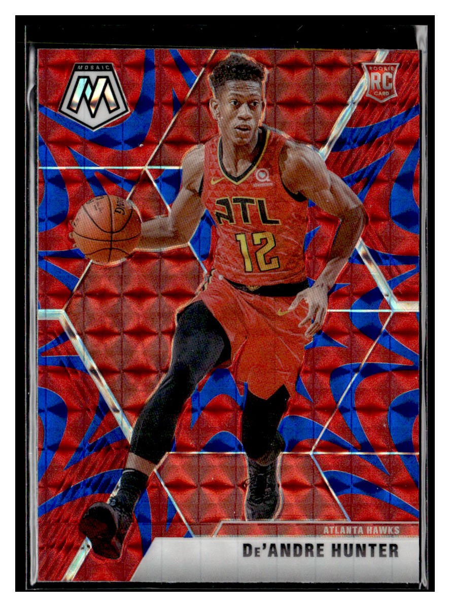 2019-20 Panini Mosaic #239 De'Andre Hunter Reactive Blue RC Atlanta Hawks
