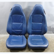 Reupholstered 99-00 Bmw Z3 Roadster Front Basic Seat Pair Blue Vinyl Wo Rails