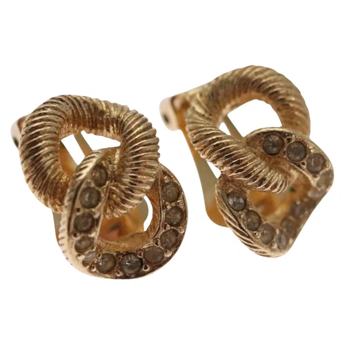 Bijou boucle d'oreille Dior métal doré authentique