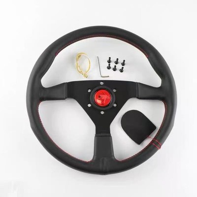 14inch Drifting Racing Steering Wheel Aluminum 6 Bolt Universal Flat Dish Black