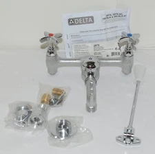 Delta 28T9 Commercial Grade Service Sink Faucet Hose End Double Handle WallMount